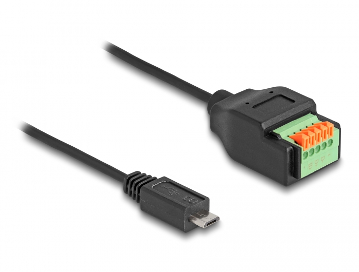 Delock USB 2.0 Kabel Typ Micro-B Stecker zu Terminalblock Adapter mit Drucktaster 15 cm #1 