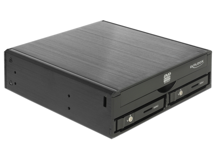 Delock 5.25″ Wechselrahmen für 1 x 5.25″ Slim Laufwerk + 2 x 2.5″ SATA HDD / SSD #2 