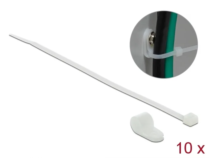Delock Befestigungsschelle 12,7 mm mit Kabelbinder L 300 x B 4,8 mm weiß #1 