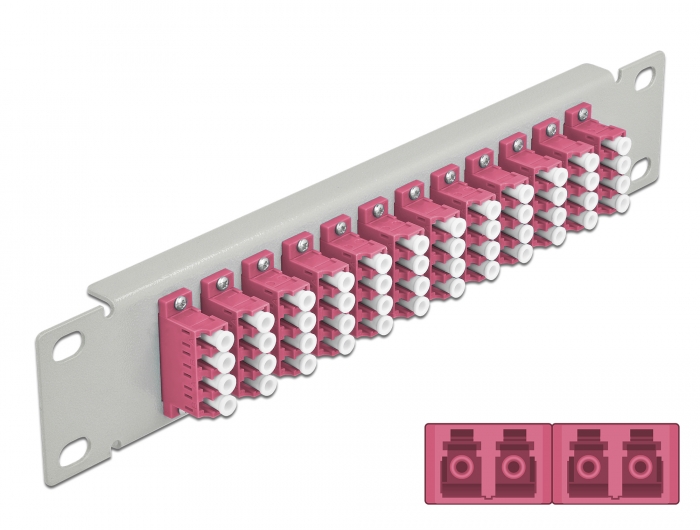 Delock 10″ LWL Patchpanel 12 Port LC Quad violett 1 HE grau #1 
