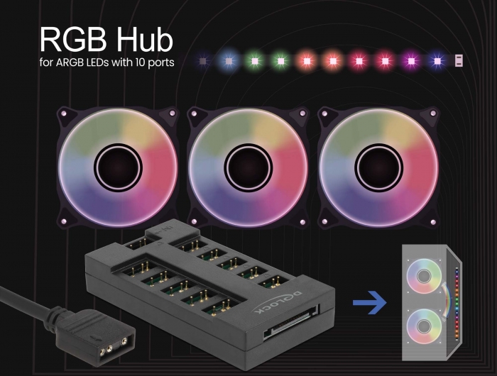 Delock RGB Hub für ARGB LEDs mit 10 Ports #2 