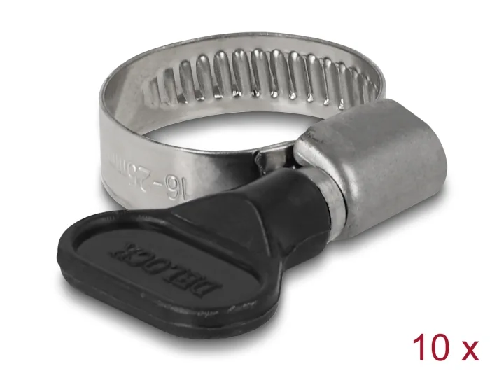 Delock Schlauchschelle mit Flügelmutter 16 - 25 mm 10 Stück schwarz #1 