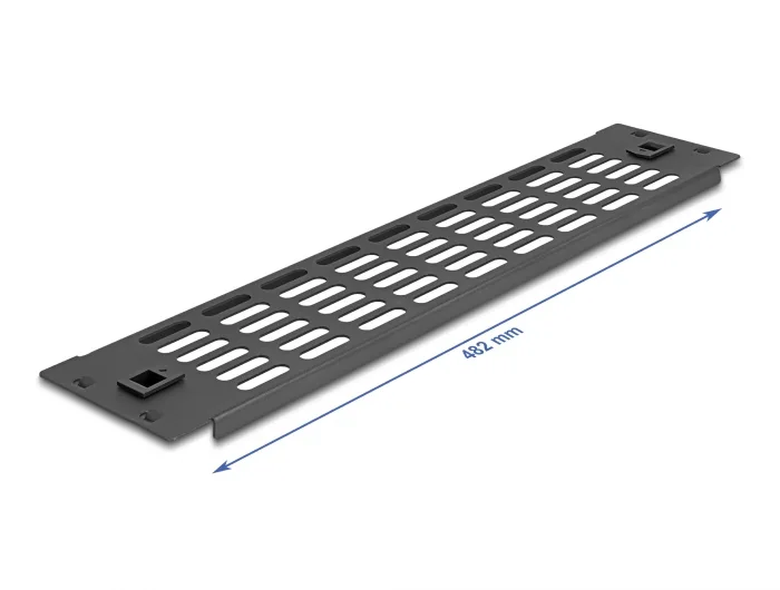Delock 19″ Netzwerkschrank Panel mit Lüftungsschlitzen werkzeugfrei 2 HE schwarz #2 
