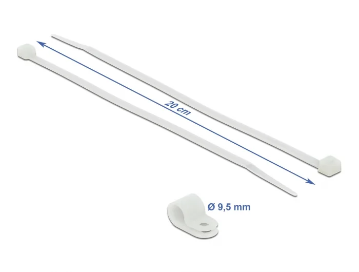 Delock Befestigungsschelle 9,5 mm mit Kabelbinder L 200 x B 4,8 mm weiß #2 