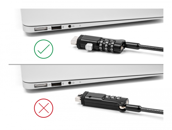 Navilock Notebook Sicherungskabel für USB Typ-A Buchse mit Zahlenschloss #2 