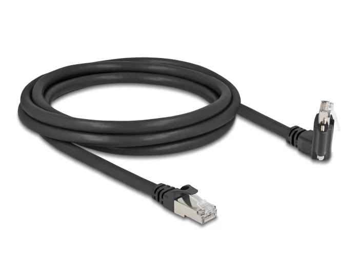 Delock GigE Kamera Kabel RJ45 Stecker 45° gedreht und 90° gewinkelt mit Schrauben zu RJ45 Stecker Cat.6 S/FTP 2 m schwarz #2 