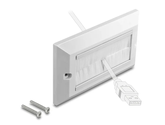 Delock Kabelmanagement Abdeckblende 146 x 86 mm mit weißen Bürstenstreifen #1 