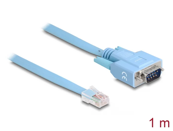 Delock Adapter RS-232 DB9 Stecker zu 1 x Seriell RS-232 RJ45 Stecker 1 m #1 