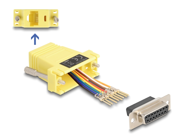 Delock D-Sub 15 Pin Buchse zu RJ45 Buchse Montagesatz gelb #1 