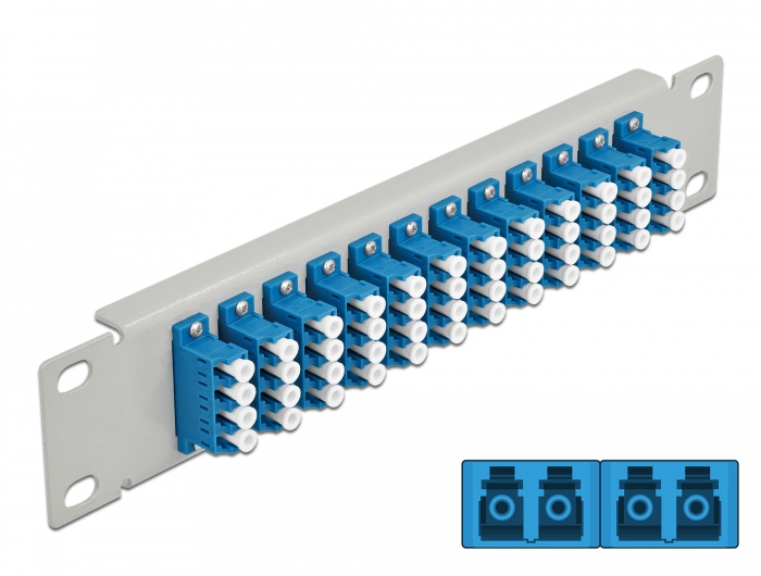 Delock 10″ LWL Patchpanel 12 Port LC Quad blau 1 HE grau #1 