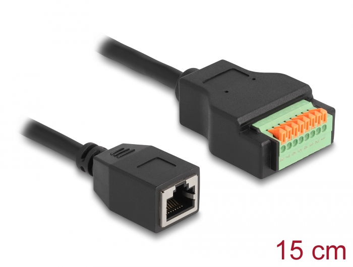 Delock RJ45 Kabel Cat.5e Buchse zu Terminalblock Adapter mit Drucktaster 15 cm #1 