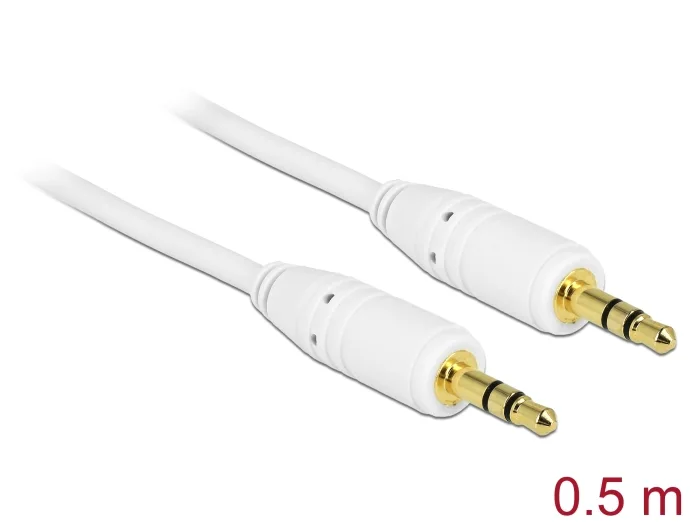 Delock Klinkenkabel 3,5 mm 3 Pin Stecker > Stecker 0,5 m weiß #1 