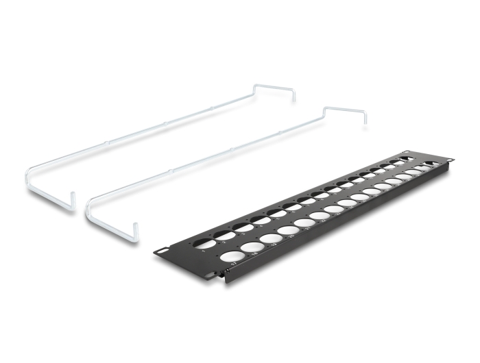 Delock 19″ D-Typ Patchpanel mit Entlastungsschienen 32 Port 2 HE schwarz #3 