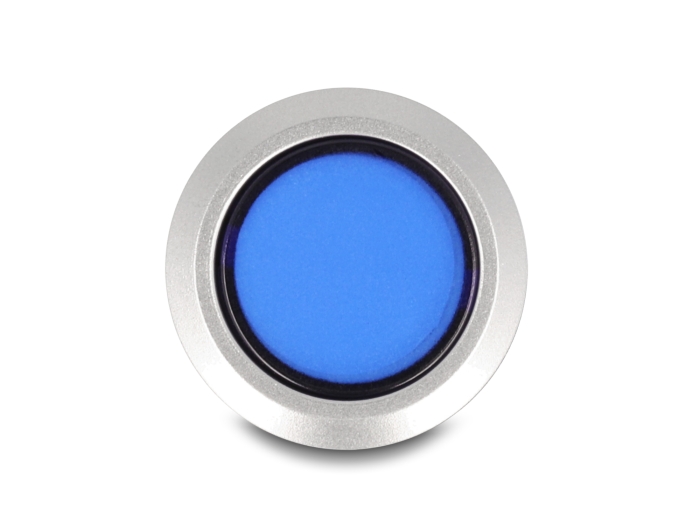 Delock Drucktaster vorstehend zum Einbau 22 mm 5 x Lötanschluss Taster flach Plastik LED blau #4 