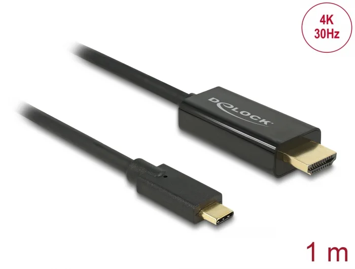 Delock Kabel USB Type-C™ Stecker > HDMI Stecker (DP Alt Mode) 4K 30 Hz 1 m schwarz #1 