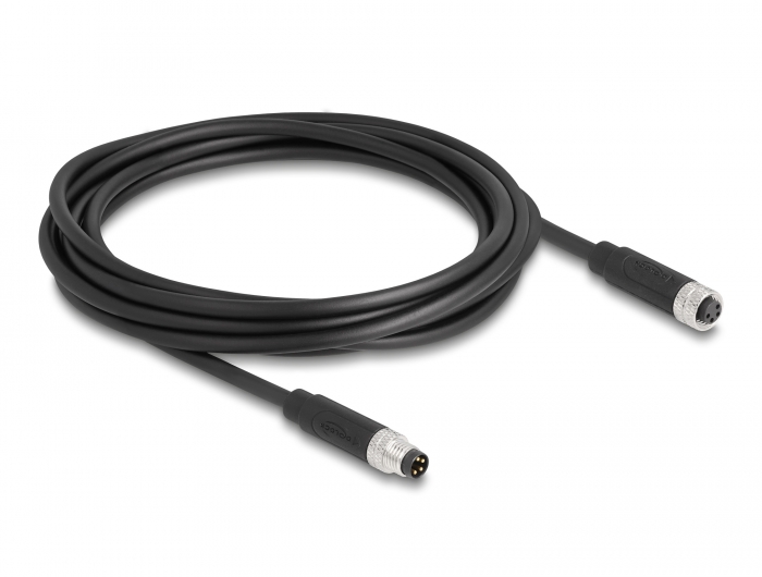 Delock M8 A-kodiert 4 Pin Kabel Stecker zu Buchse PUR (TPU) 3 m #2 