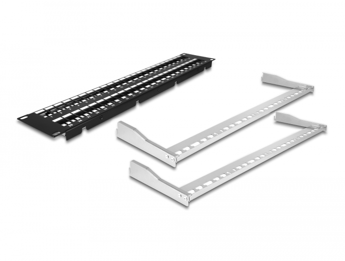 Delock 19″ Keystone Patchpanel 48 Port mit Entlastungsschienen 2 HE schwarz #3 