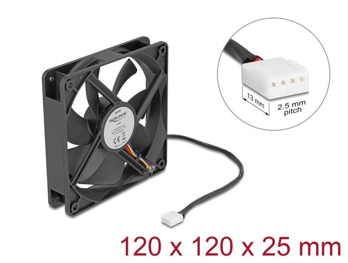 Delock Axiallüfter 24 V DC, 120 x 120 x 25 mm schwarz #1 