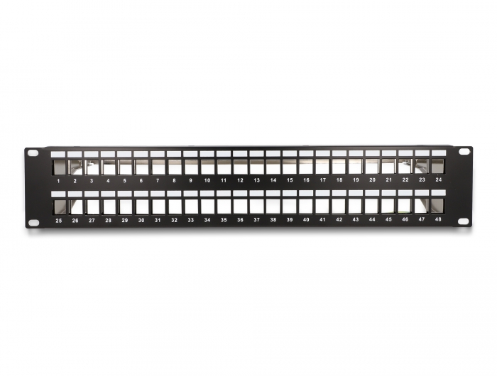 Delock 19″ Keystone Patchpanel 48 Port mit Entlastungsschienen 2 HE schwarz #4 