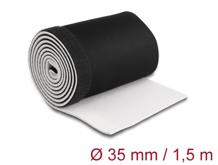Delock Kabelschlauch Neopren flexibel mit Klettverschluss 1,5 m x 135 mm schwarz / weiß #1 