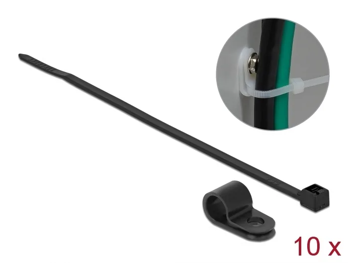 Delock Befestigungsschelle 9,5 mm mit Kabelbinder L 200 x B 4,8 schwarz #1 