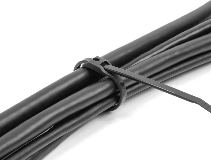 Delock Kabelbinder mit flachem Kopf L 370 x B 7,6 mm 100 Stück schwarz #3 