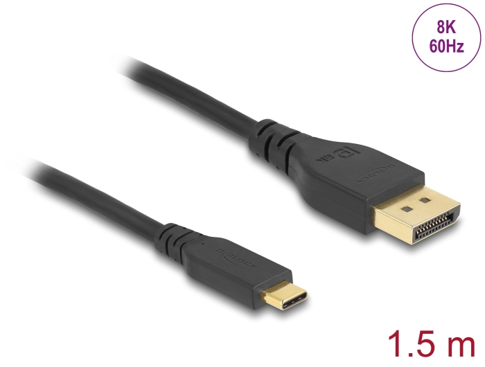 Delock Bidirektionales USB Type-C™ zu DisplayPort Kabel (DP Alt Mode) 8K 60 Hz 1,5 m DP 8K zertifiziert #1 