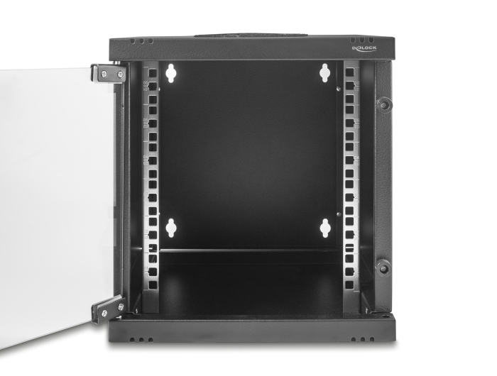 Delock 10″ Netzwerkschrank 6 HE mit Glastür zur Stand- oder Wandmontage, 240 mm Tiefe, Traglast 30 kg, 330 x 312 x 300 mm, schwarz #3 
