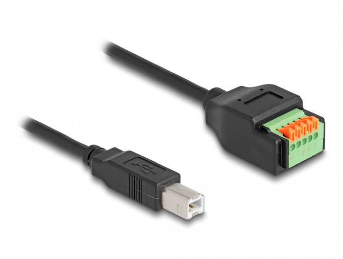 Delock USB 2.0 Kabel Typ-B Stecker zu Terminalblock Adapter mit Drucktaster 15 cm #1 