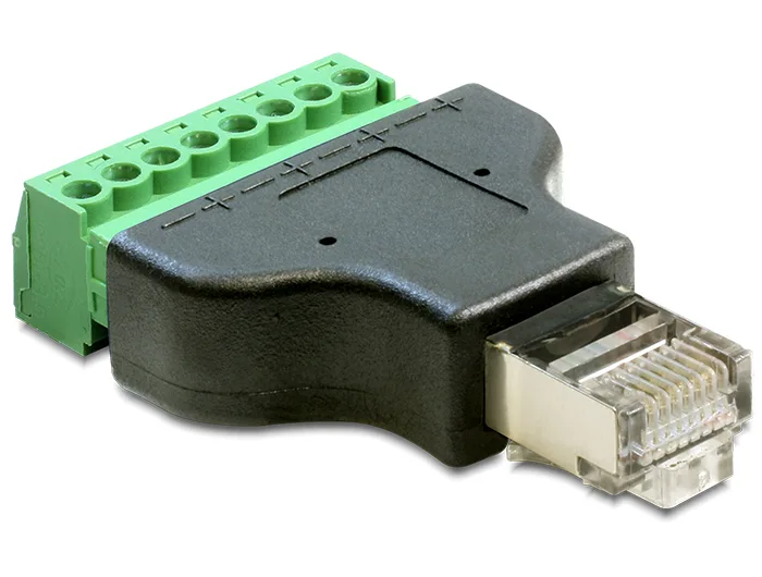 Delock Adapter RJ45 Stecker > Terminalblock 8 Pin 2-teilig 3,5 mm #1 