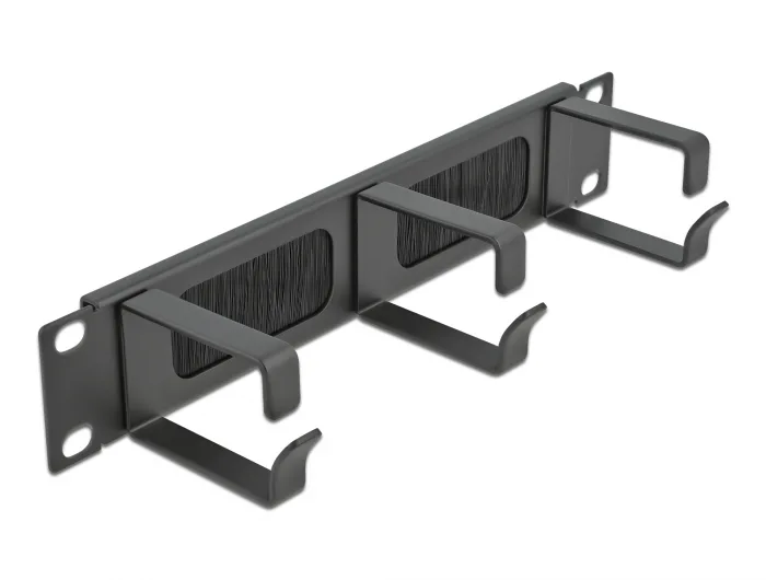 Delock 10″ Kabelmanagement Bürstenleiste mit 3 Bügeln 1 HE schwarz #1 
