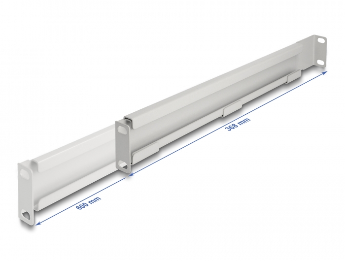 Delock 19″ Tragschiene längenverstellbar 368 - 600 mm für Netzwerkschrank 1 HE grau 1 Paar #2 