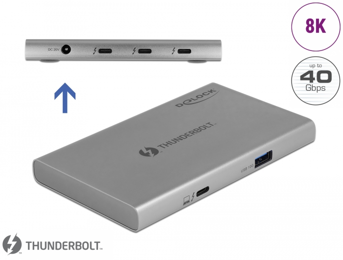 Delock Thunderbolt™ 4 Hub 3 Port mit zusätzlichem SuperSpeed USB 10 Gbps Typ-A Port - 8K #1 