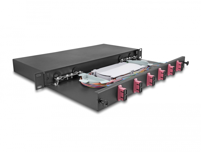 Delock 19″ LWL Spleißbox 6 x SC Duplex OM4 1HE komplett bestückt #2 