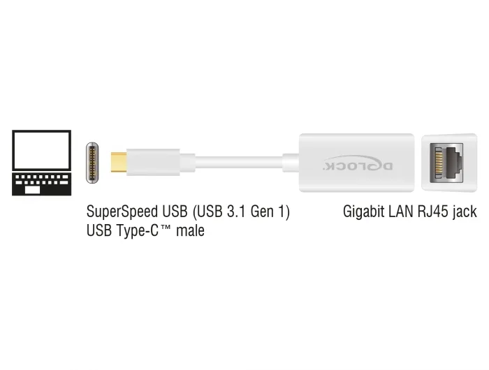 Delock USB Type-C™ Netzwerk Adapter Gigabit LAN 1 x RJ45 kompakt weiß #2 