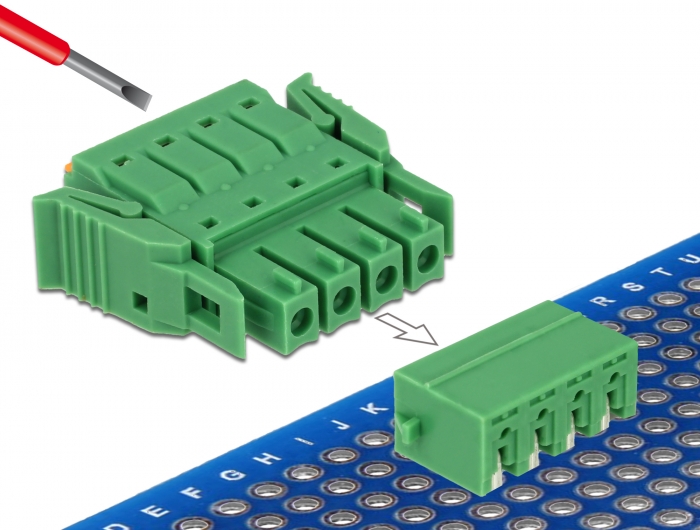Delock Terminalblock Set für Platine 4 Pin 3,81 mm Rastermaß horizontal #6 