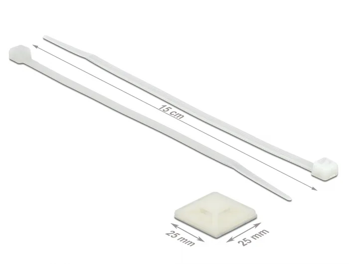 Delock Befestigungssockel 25 x 25 mm mit Kabelbinder L 150 x B 3,6 mm weiß #2 