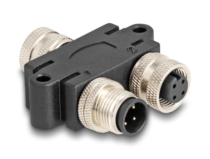 Delock M12 Y-Splitter A-kodiert 4 Pin 1 x Buchse zu 1 x Stecker und 1 x Buchse Parallelschaltung #2 