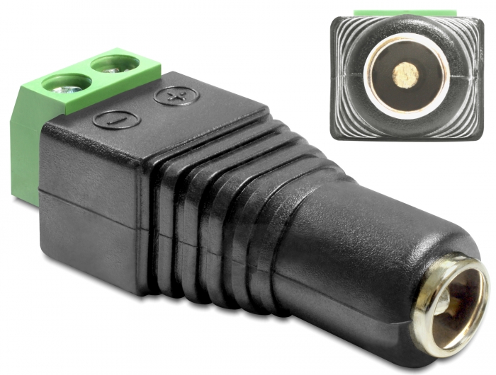 Delock Adapter DC 5,5 x 2,5 mm Buchse > Terminalblock 2 Pin #1 