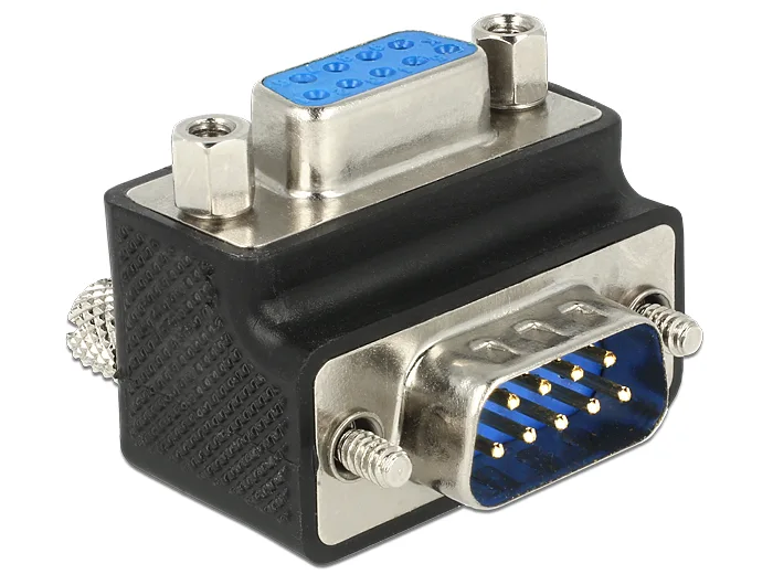 Delock D-Sub 9 Pin Stecker > Buchse 270° gewinkelt Mutter und Schraube tauschbar #2 