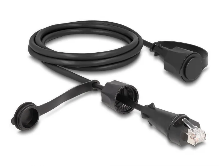 Delock Netzwerkkabel RJ45 Stecker zu RJ45 Stecker Cat.6 STP mit Verschlusskappe Outdoor IP68 staub- und wasserdicht schwarz 2 m #3 