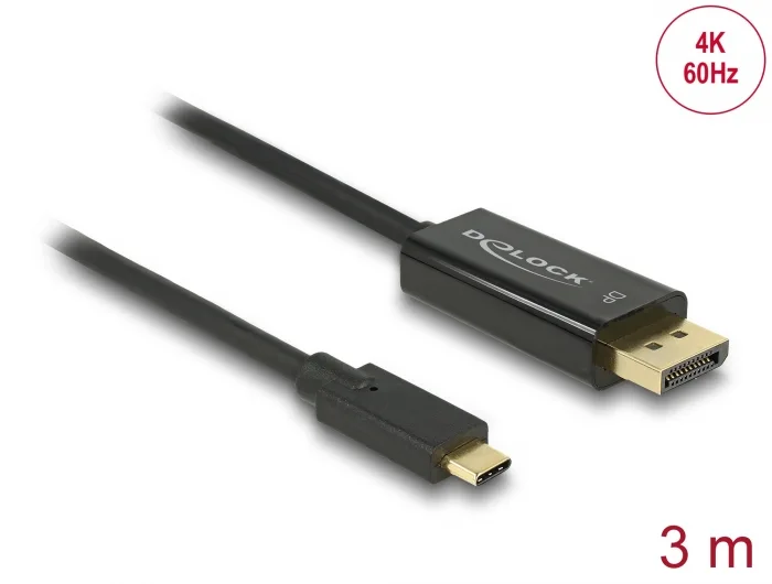 Delock Kabel USB Type-C™ Stecker > DisplayPort Stecker (DP Alt Mode) 4K 60 Hz 3 m schwarz #1 