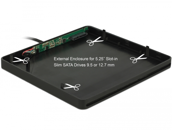 Delock Externes Gehäuse für 5.25″ Slot-in Slim SATA Laufwerke 9,5 / 12,7 mm zu USB Typ-A Stecker schwarz #2 