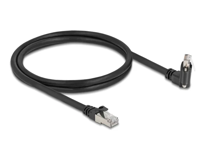 Delock GigE Kamera Kabel RJ45 Stecker 45° gedreht und 90° gewinkelt mit Schrauben zu RJ45 Stecker Cat.6 S/FTP 1 m schwarz #2 