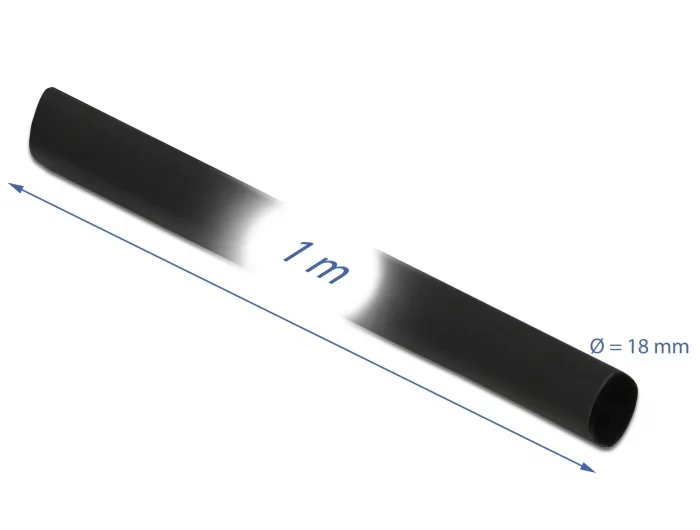 Delock Schrumpfschlauch 1 m x 18 mm Schrumpfungsrate 2:1 schwarz #3 