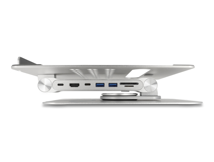 Delock Tablet und Notebook Ständer mit eingebauter Dockingstation 4K - HDMI / Kartenleser / Hub / PD 3.0 90 W - 360° drehbar #4 
