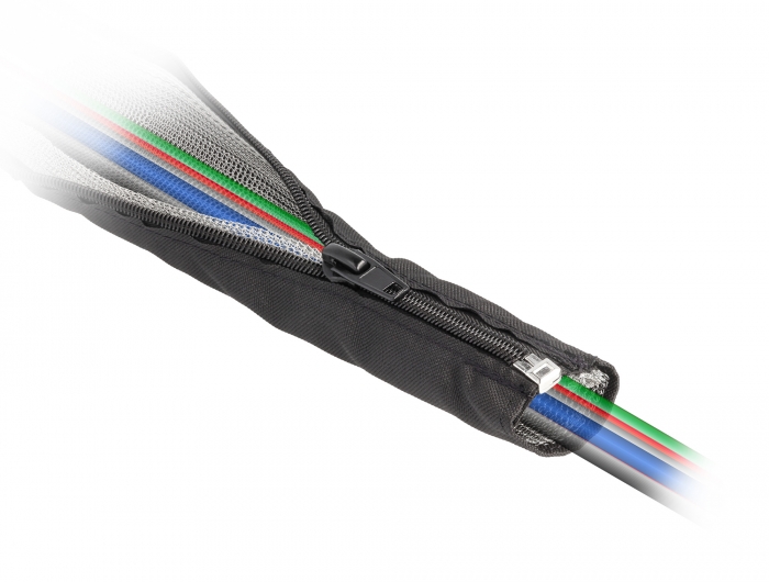 Delock EMV Abschirmgeflechtschlauch mit Reißverschluss hitzebeständig 1 m x 50 mm schwarz #3 