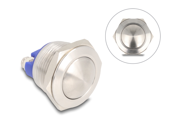 Delock Drucktaster zum Einbau 19 mm 2 x Schraubklemme Taster gewölbt #1 