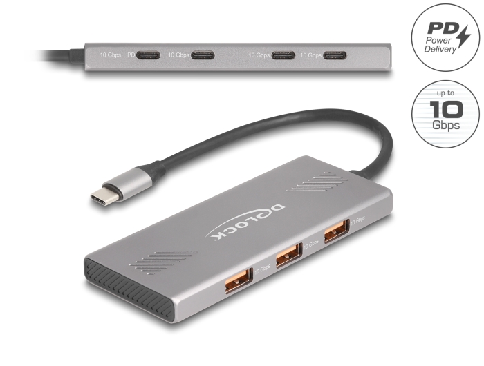 Delock 7 Port USB Hub 10 Gbps mit 4 x USB Type-C™ Buchse und 3 x USB Typ-A Buchse mit PD 80 W #1 