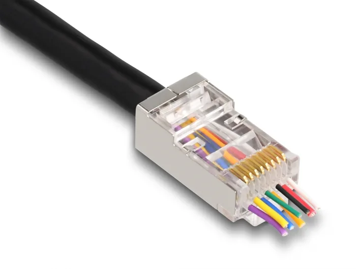 Delock RJ45 Modularer Stecker mit vorderer Öffnung (easy connect) Cat.6 und Knickschutztülle 50er Set #4 